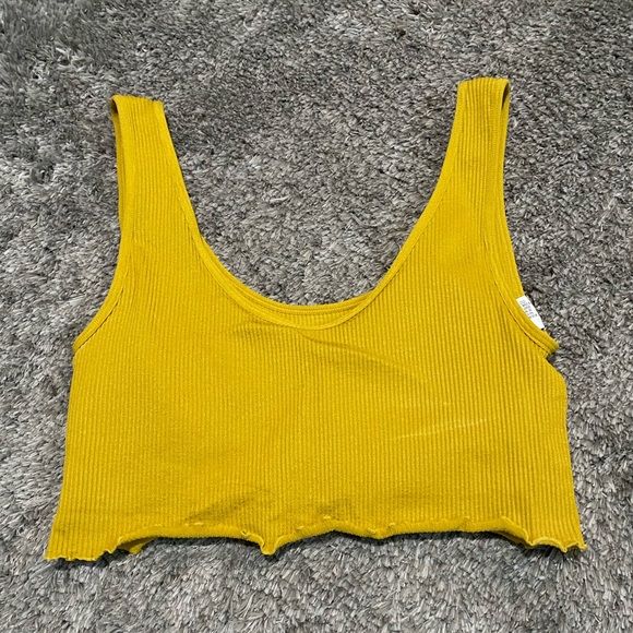 Tops Mustard Yellow Crop Tank Top With A Built In Bra Poshmark